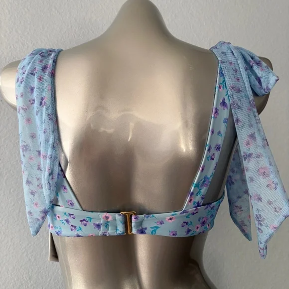 Beach Riot Swim Drea Bikini Top Iris Petal Ruffle Tulle Nwt - Picture 4 of 5